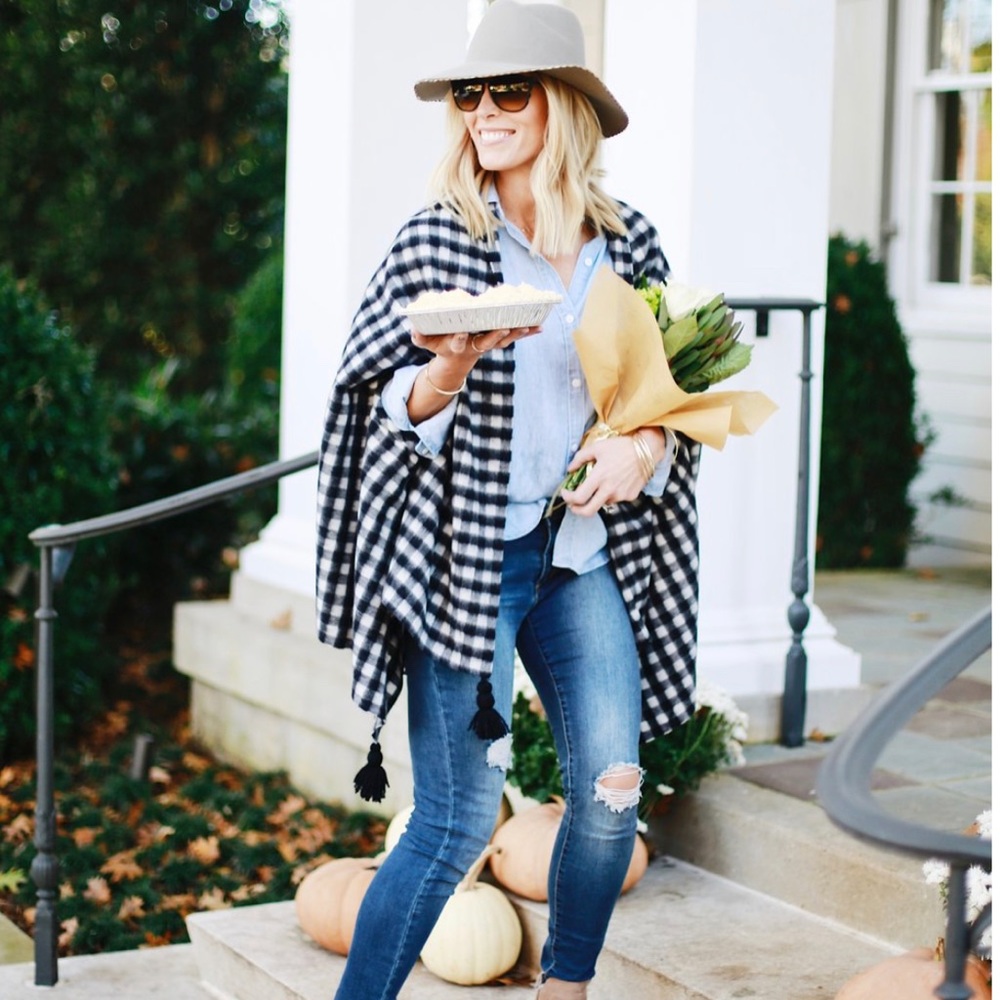 J.Crew Buffalo Check Wrap Size OS